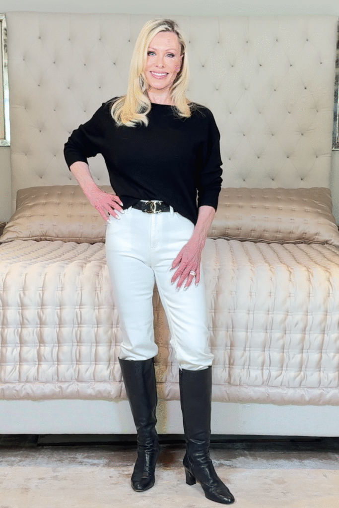 Over 70 fashion & beauty influencer showcasing items from Quince that perfectly embody Affordable Fall Fashion Over 55